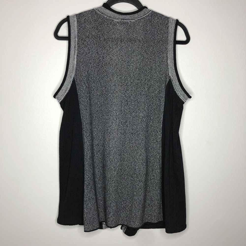 Exclusively Misook Women's Medium Black Gray Open Sleeveless Cardigan Sweater - Picture 2 of 4